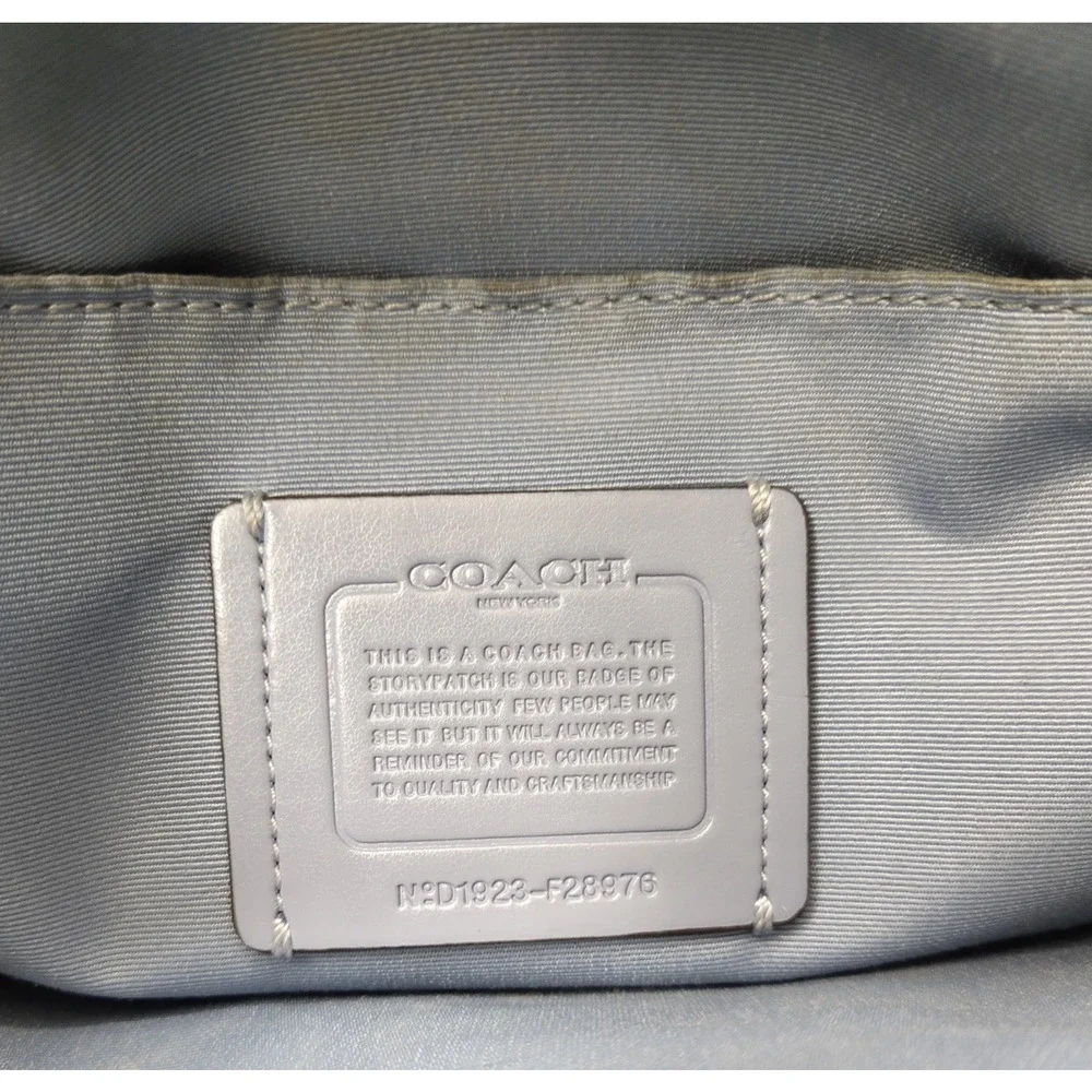 Coach Blue Leather Double Handles Chain Strap Satchel Bag